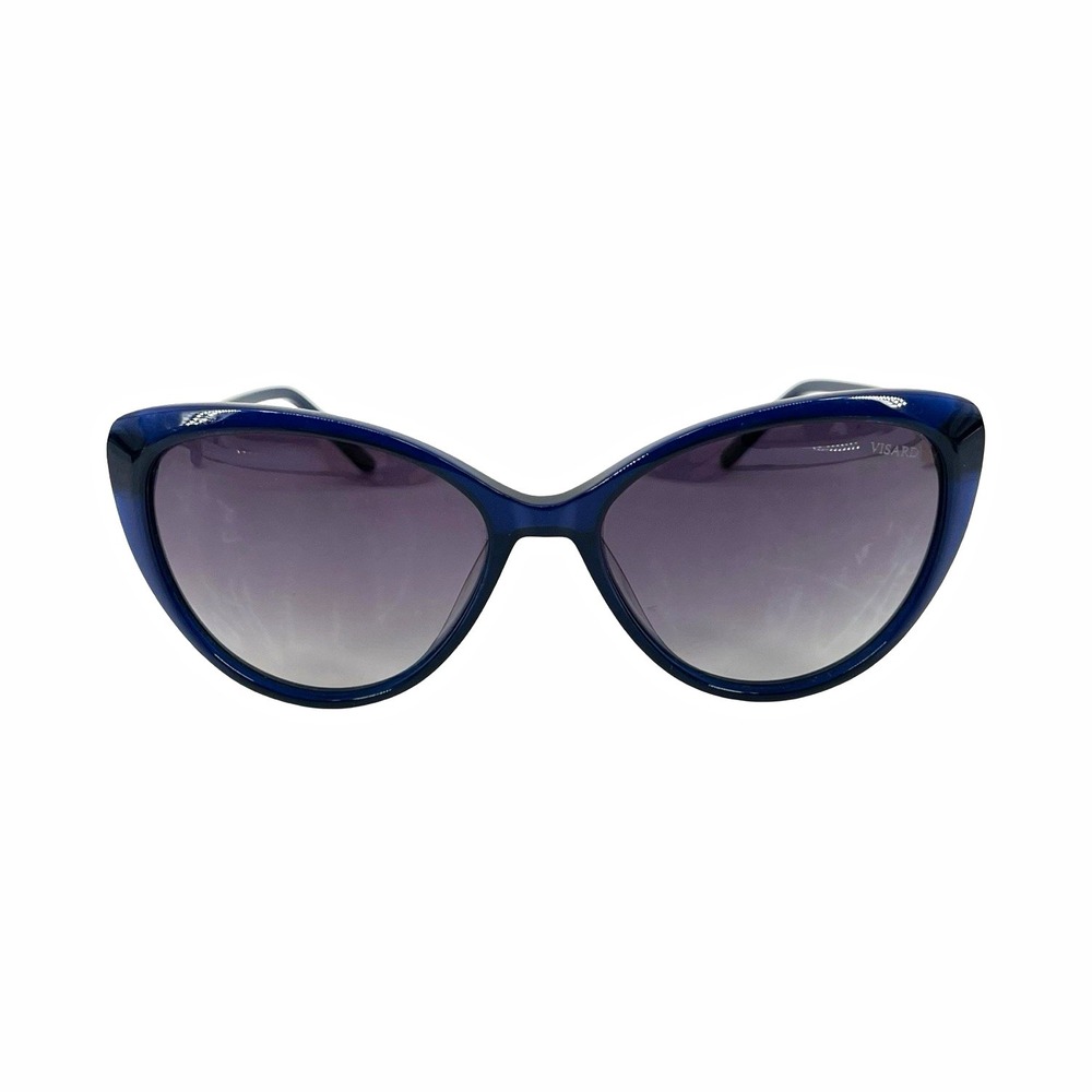 Visard Women's Polarized Sunglasses Blue Cat Eye Gradient Lens Italy Design